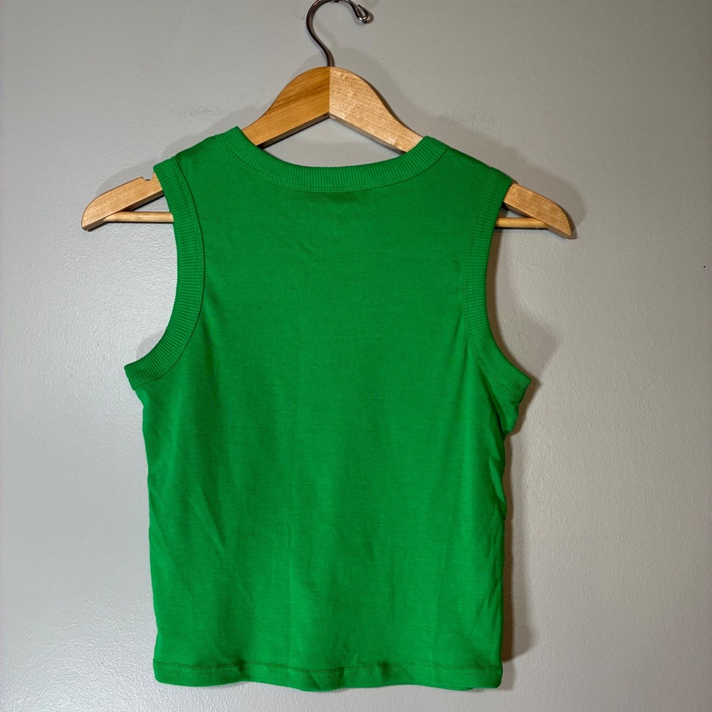 Vinyl Icons Green Four Leaf Clover Ribbed Tank Top Womens Medium St Patricks Day - Picture 2 of 5